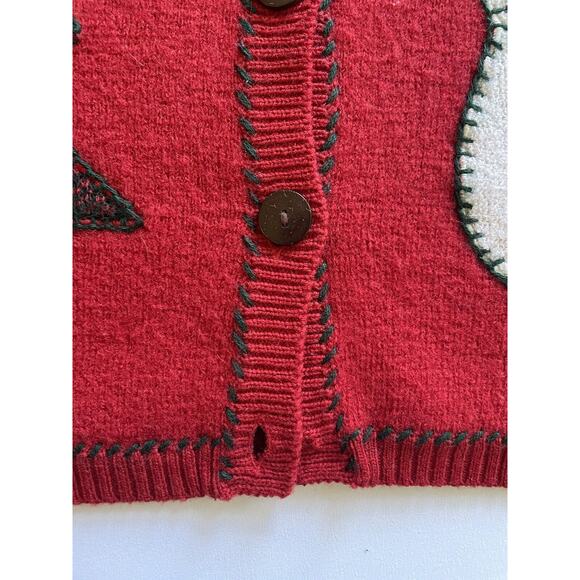 Vintage Eagle’s Eye XMAS Cardigan Sweater Vest Holiday Buttons 100% Wool Size Lg - Picture 5 of 10